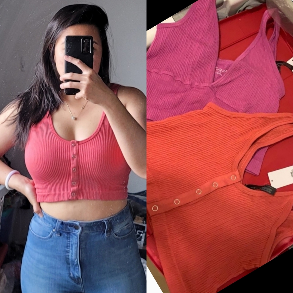 2 - UO drew surplus ribbed crop stretchy line top
